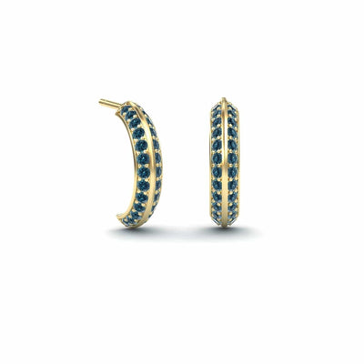 Blue & White Diamond Huggie Earrings