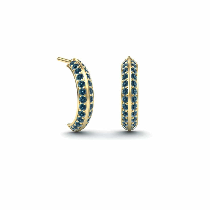 Blue & White Diamond Huggie Earrings - Mirabel