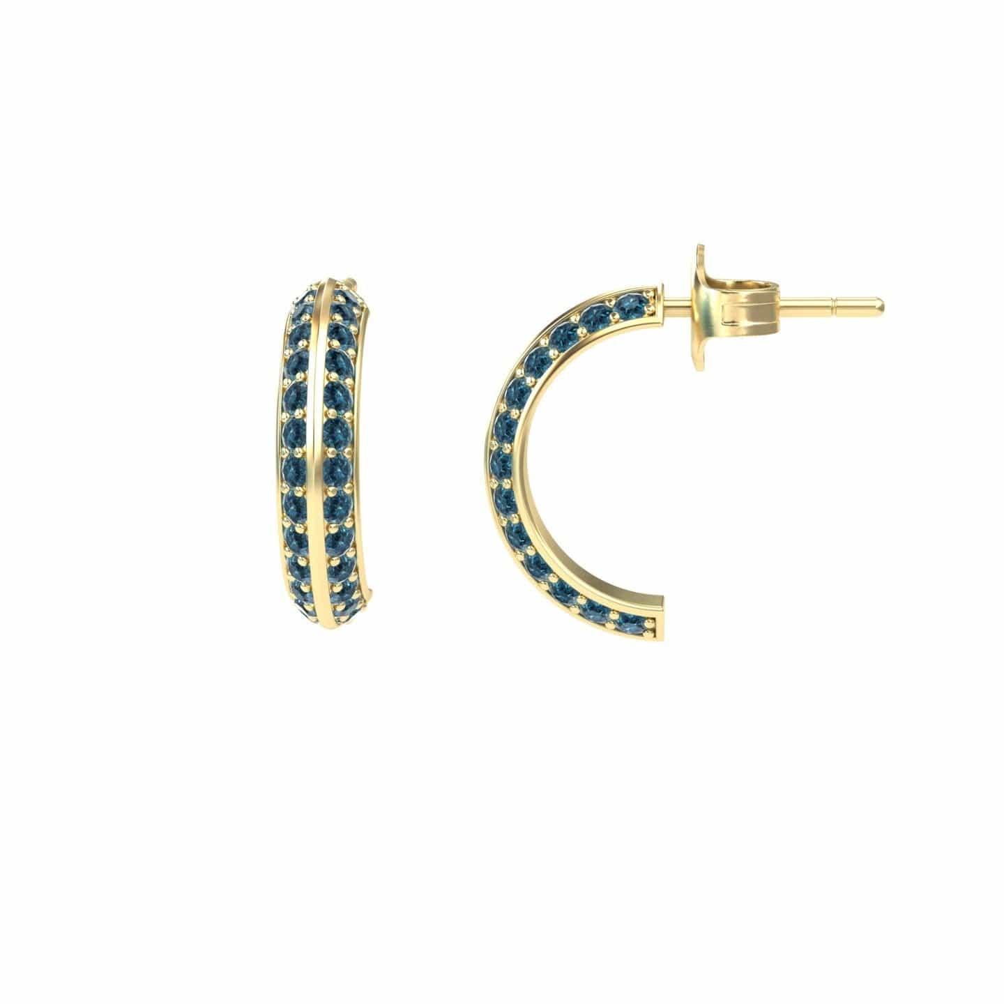 Blue & White Diamond Huggie Earrings - Mirabel