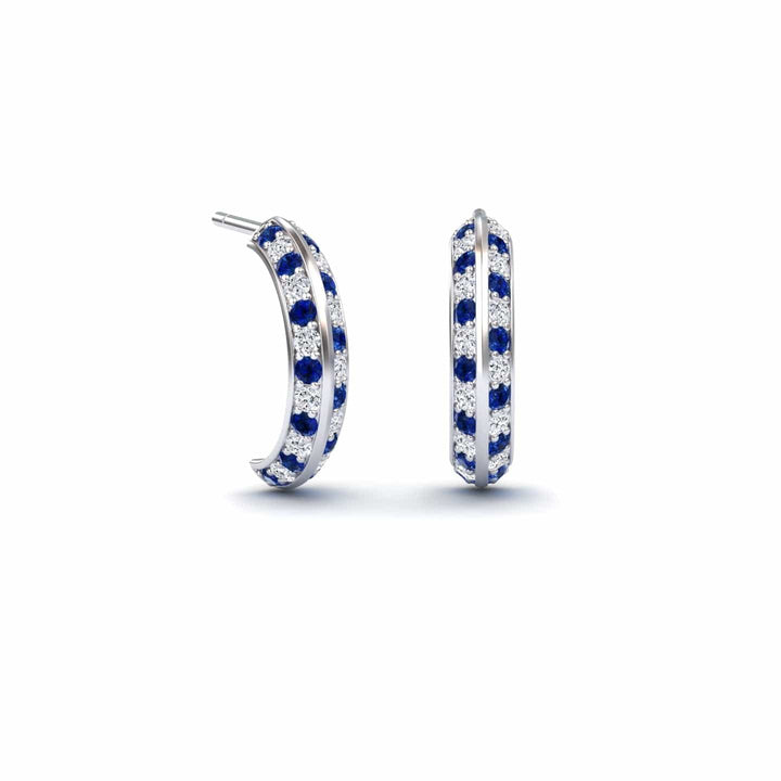 Blue Sapphire & Diamond Huggie Hoop Earrings - Mirabel