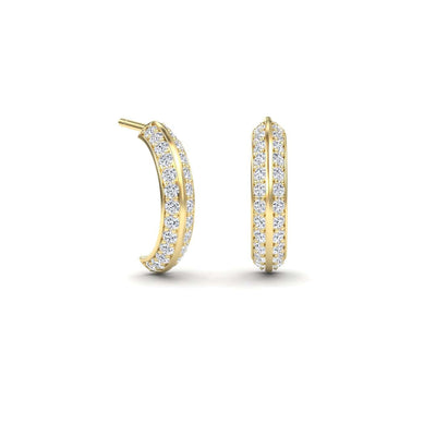 White Diamond Huggie Hoop Earrings