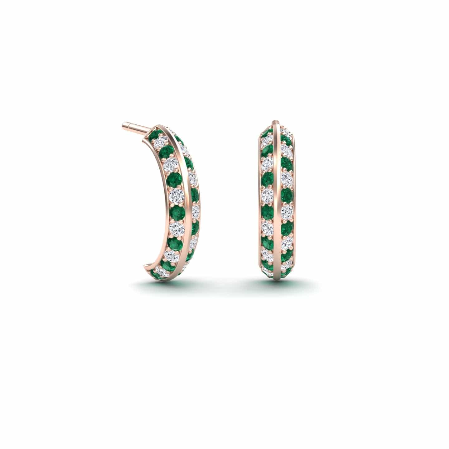 Emerald & Diamond Huggie Hoop Earrings - Mirabel