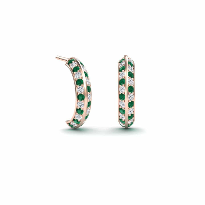 Emerald & Diamond Huggie Hoop Earrings - Mirabel