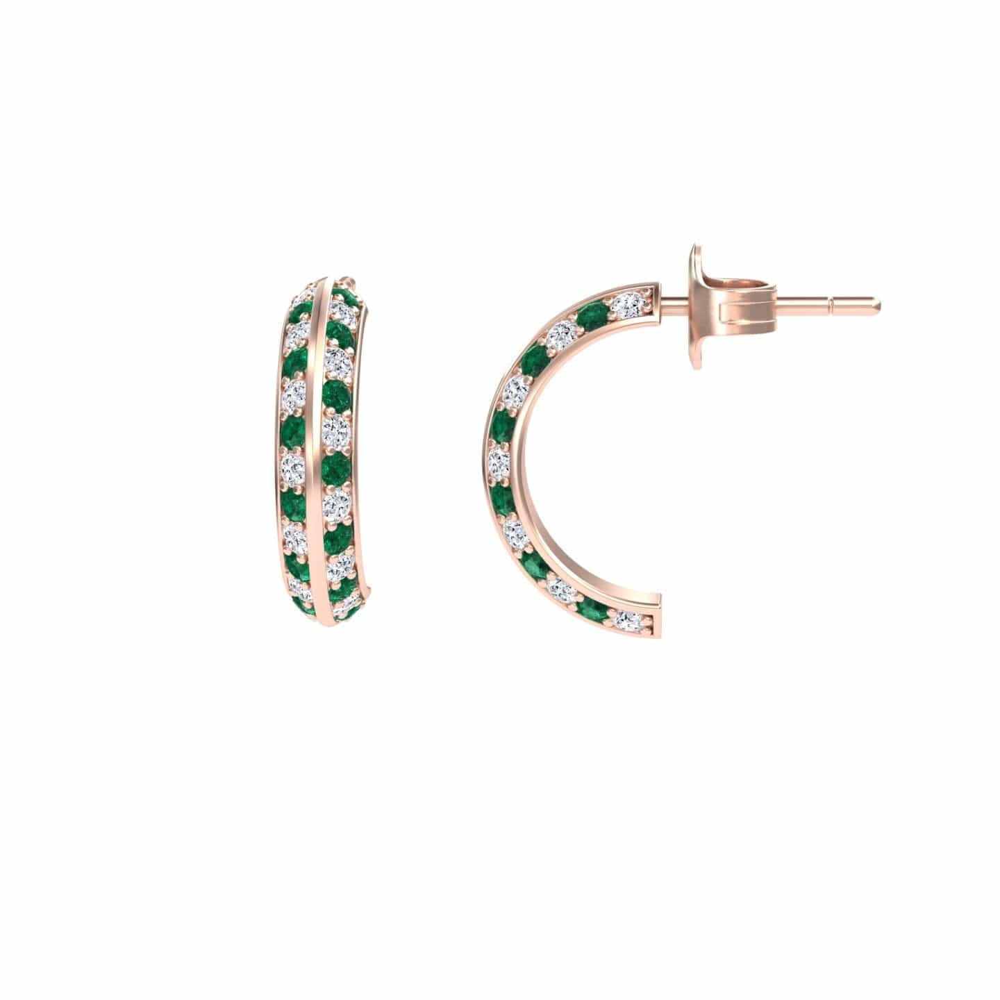 Emerald & Diamond Huggie Hoop Earrings - Mirabel