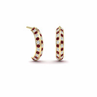 Ruby & Diamond Huggie Hoop Earrings - Mirabel