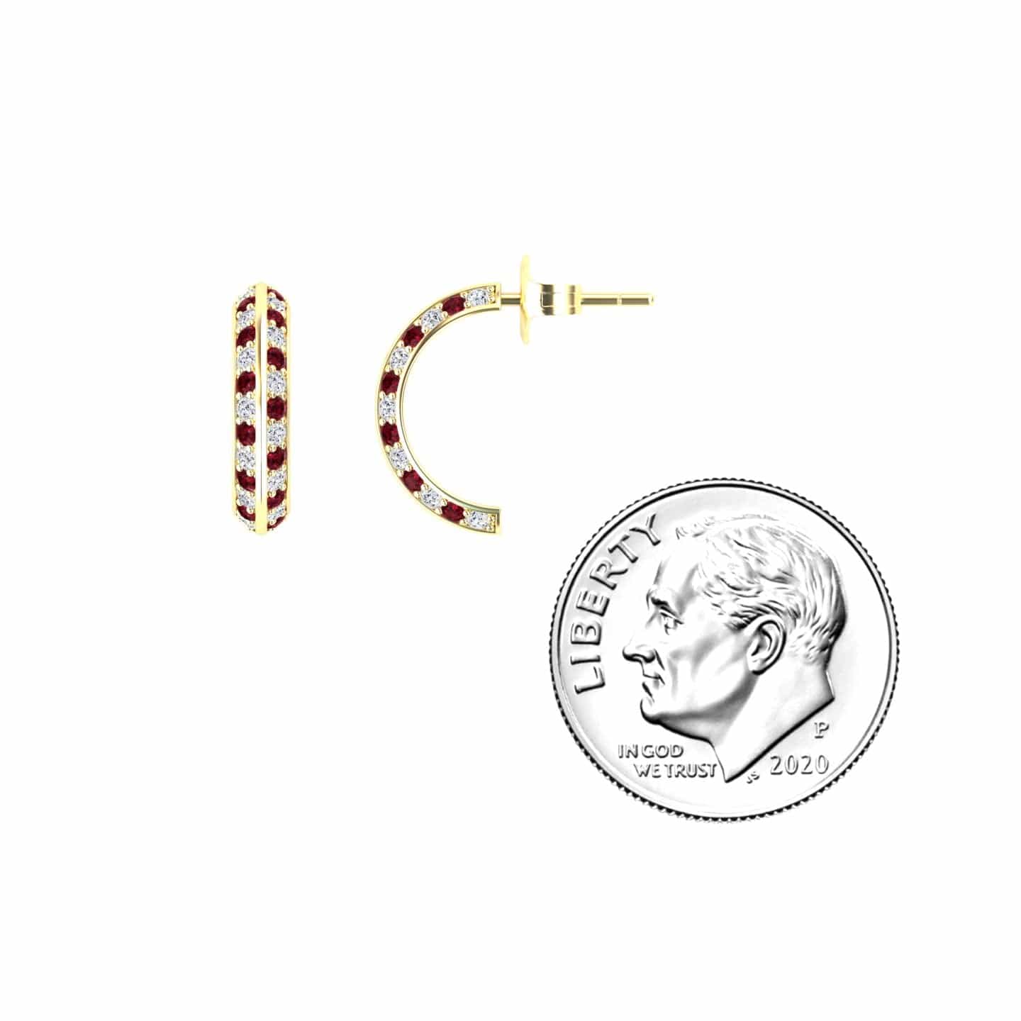 Ruby & Diamond Huggie Hoop Earrings - Mirabel