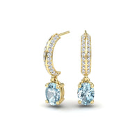Aquamarine & Diamond Huggie Drop Earrings - Serena