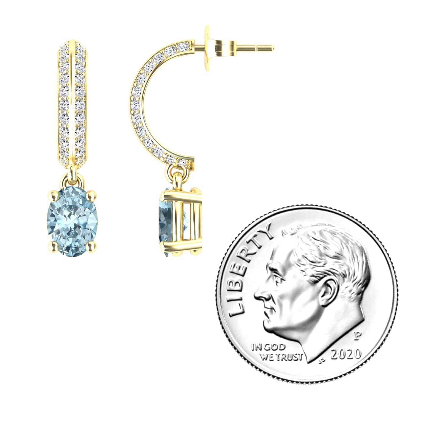 Aquamarine & Diamond Huggie Drop Earrings - Serena