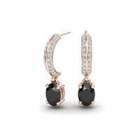 Black & White Diamond Huggie Drop Earrings - Serena