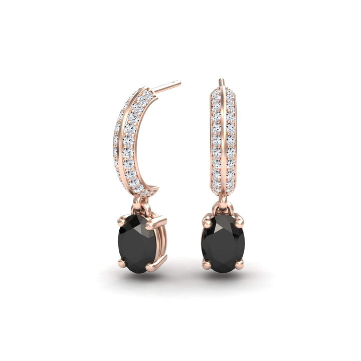 Black & White Diamond Huggie Drop Earrings - Serena
