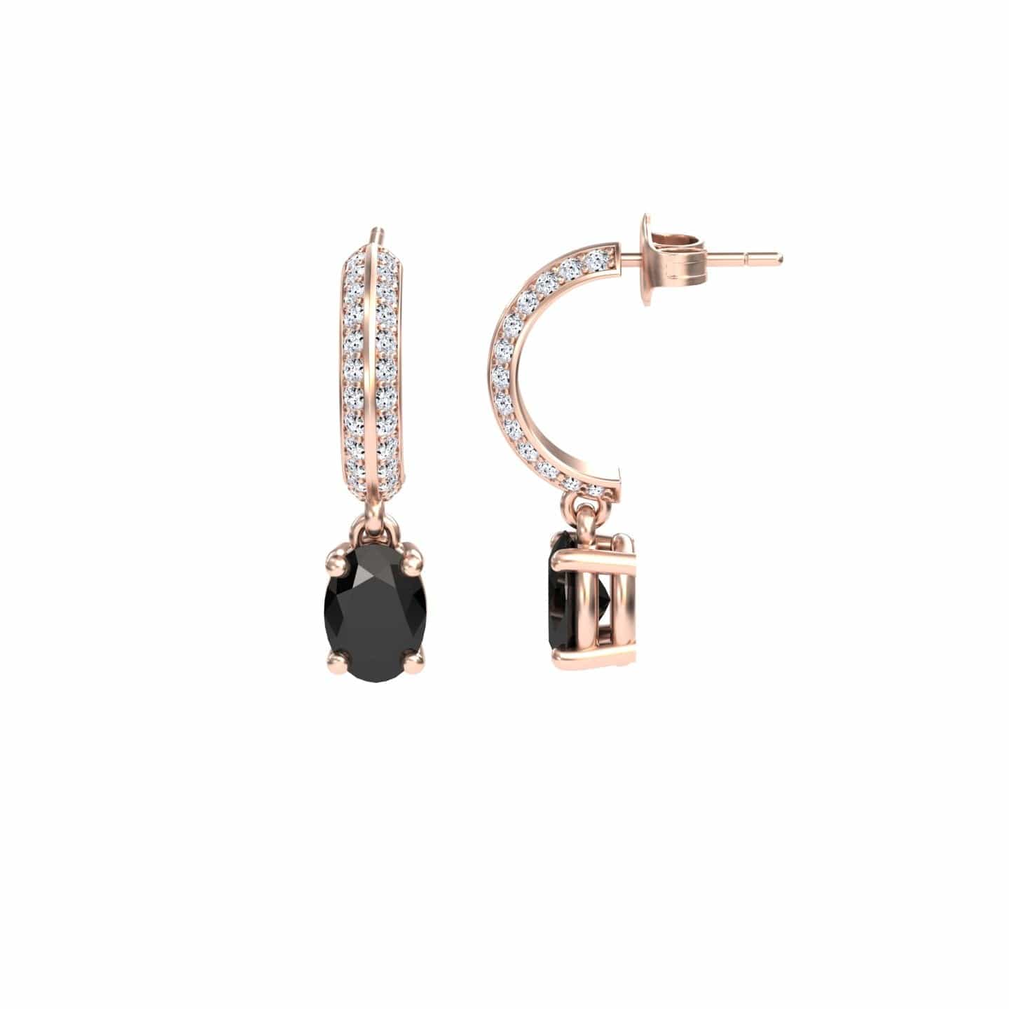 Black & White Diamond Huggie Drop Earrings - Serena