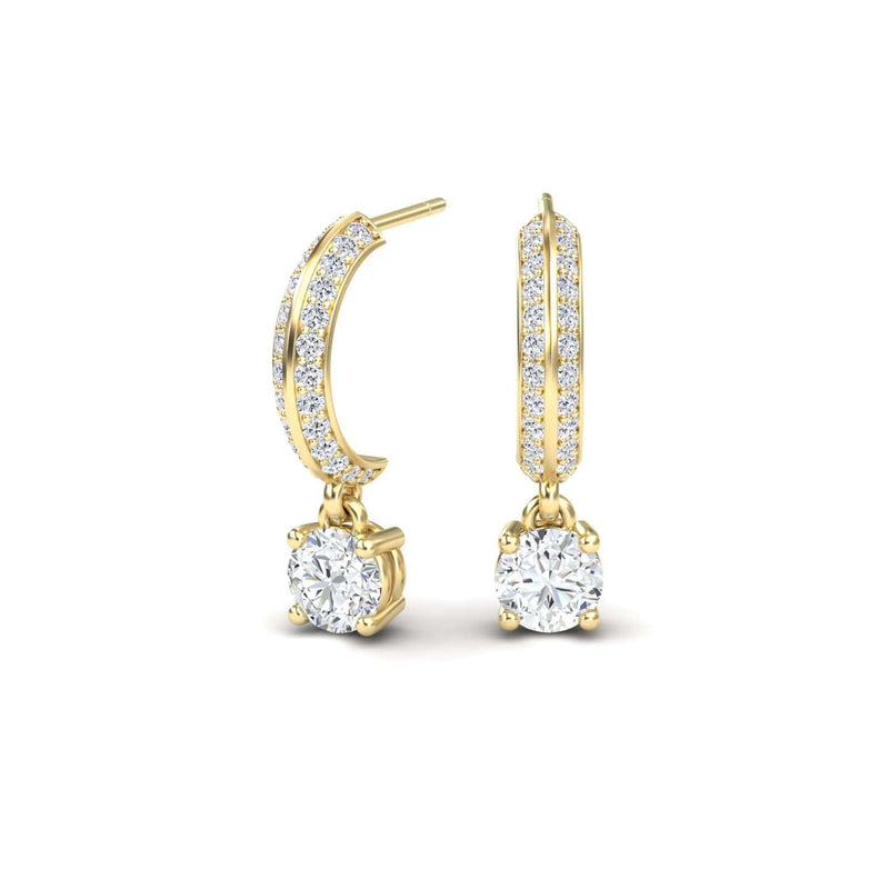 Diamond Pave Drop Hoop Earrings - Serena