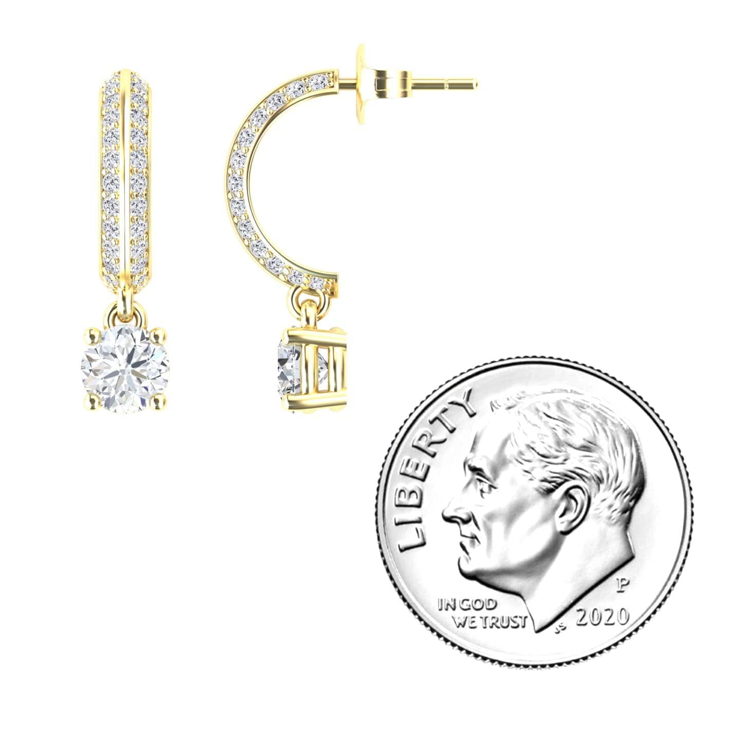 Diamond Pave Drop Hoop Earrings - Serena