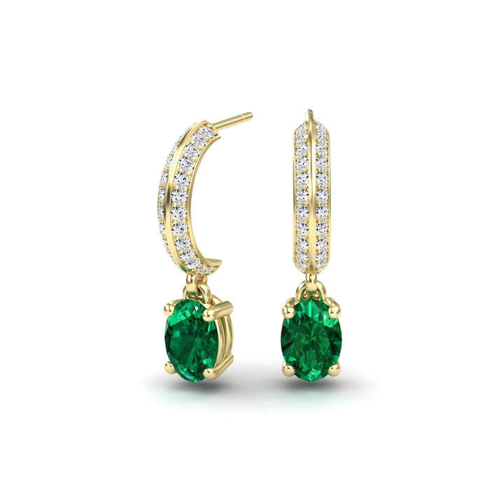 Emerald & Diamond Huggie Drop Earrings - Serena