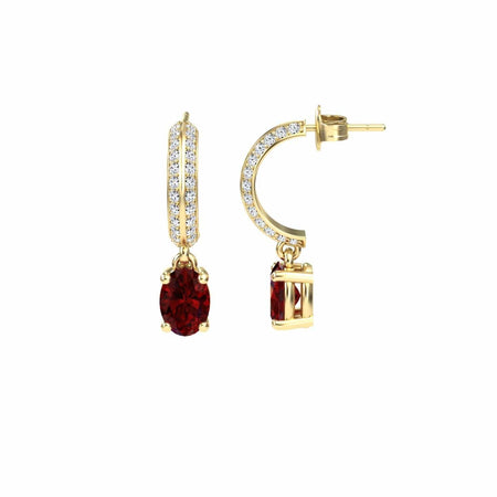 Ruby & Diamond Huggie Drop Earrings - Serena