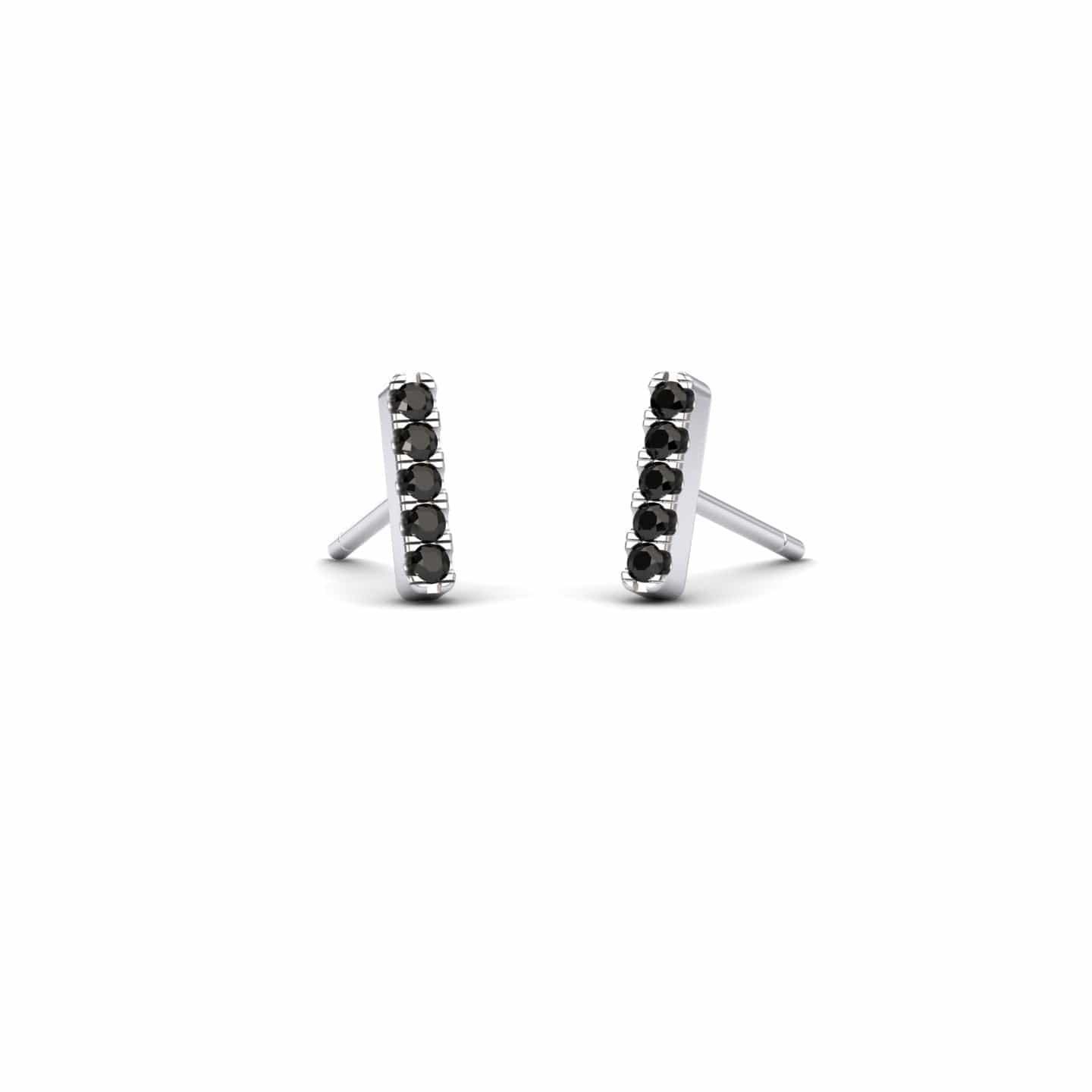 Black Diamond Vertical Bar Stud Earrings - Talia