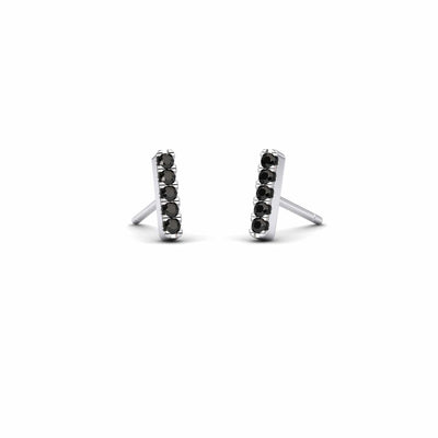 Black Diamond Vertical Bar Stud Earrings