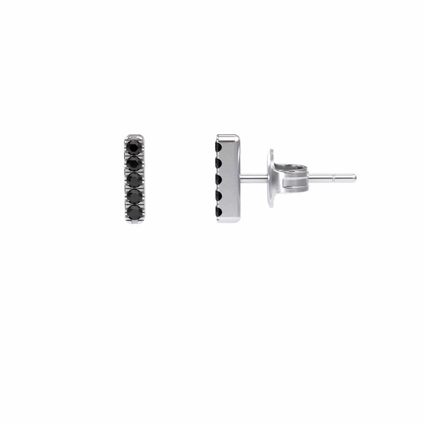 Black Diamond Vertical Bar Stud Earrings - Talia