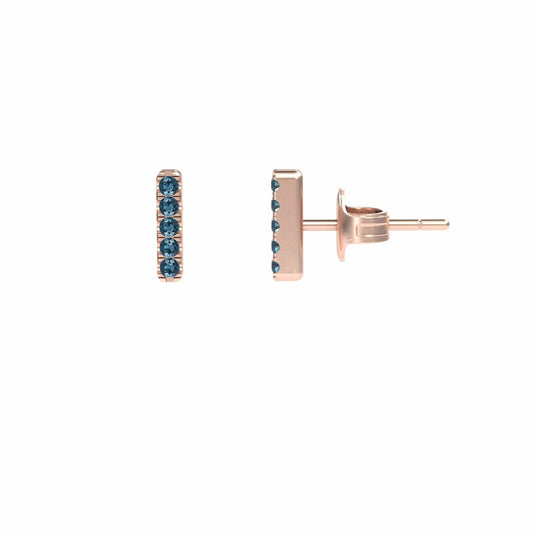 Blue Diamond Vertical Bar Stud Earrings - Talia