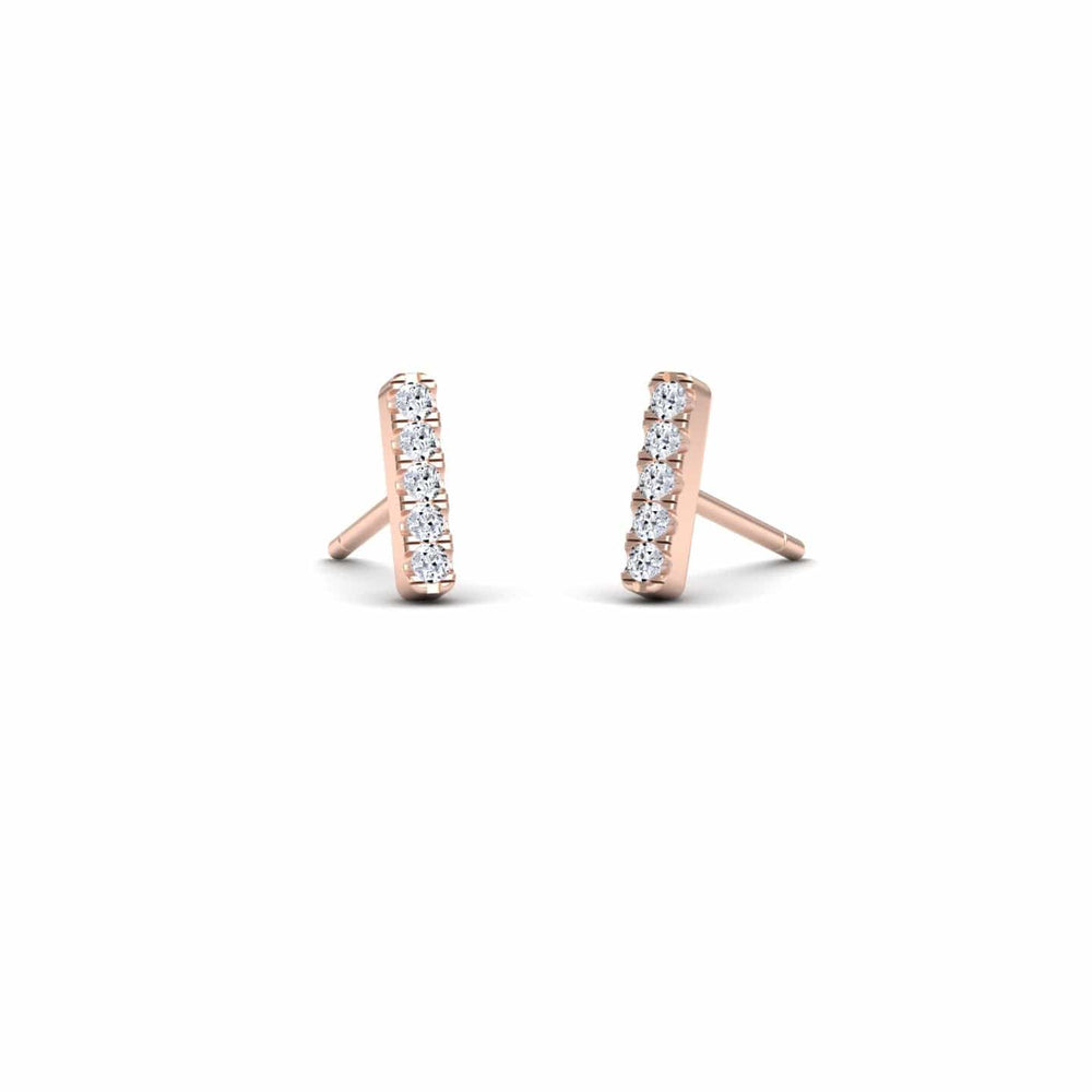 White Diamond Vertical Bar Stud Earrings - Talia