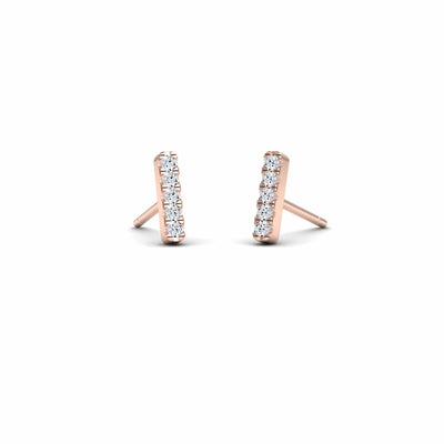 White Diamond Vertical Bar Stud Earrings