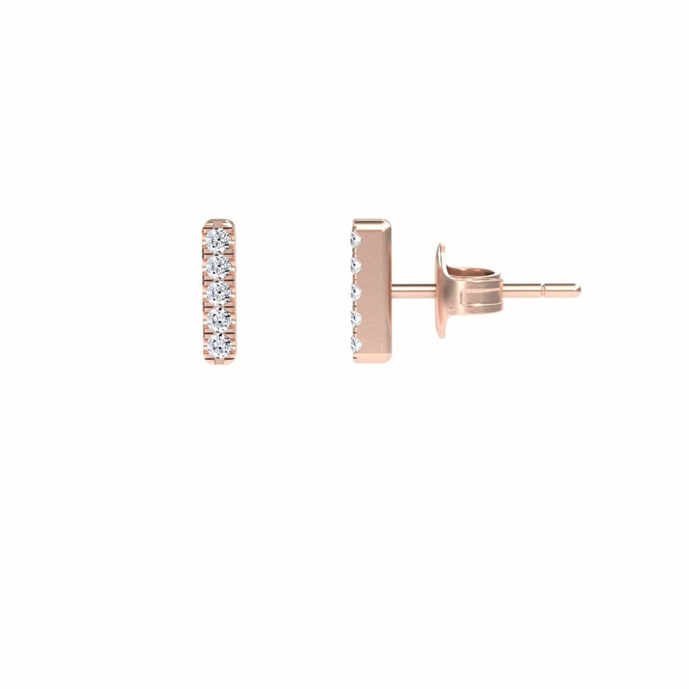 White Diamond Vertical Bar Stud Earrings - Talia