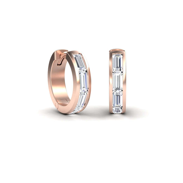 Diamond Channel-Set Baguette Hoop Earrings - Vera