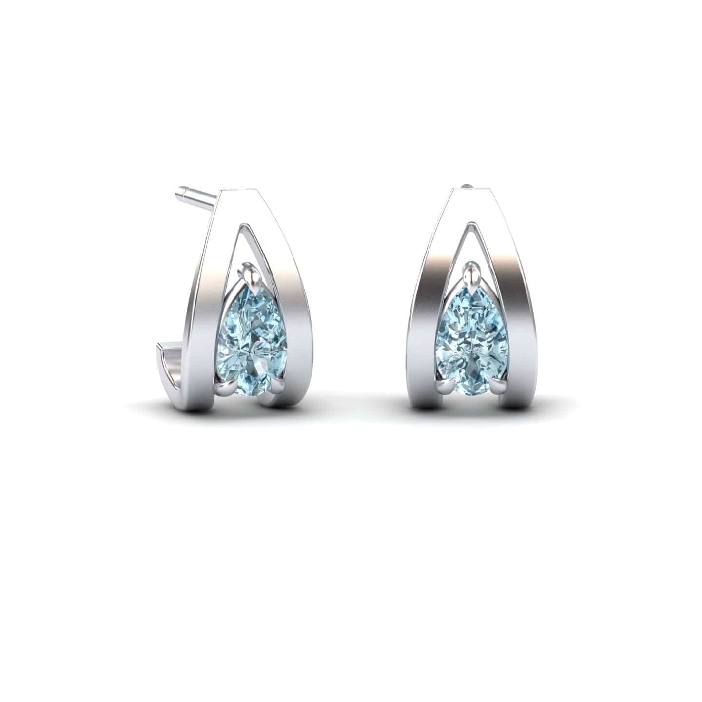 Aquamarine Huggie Earrings - Yamini