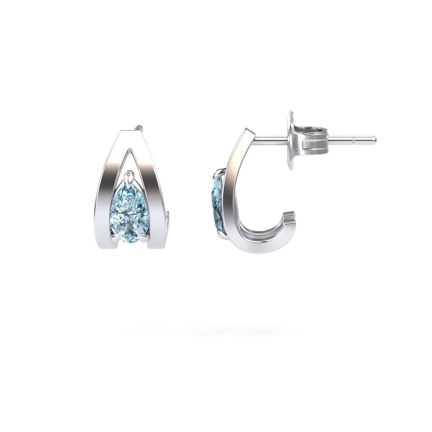 Aquamarine Huggie Earrings - Yamini