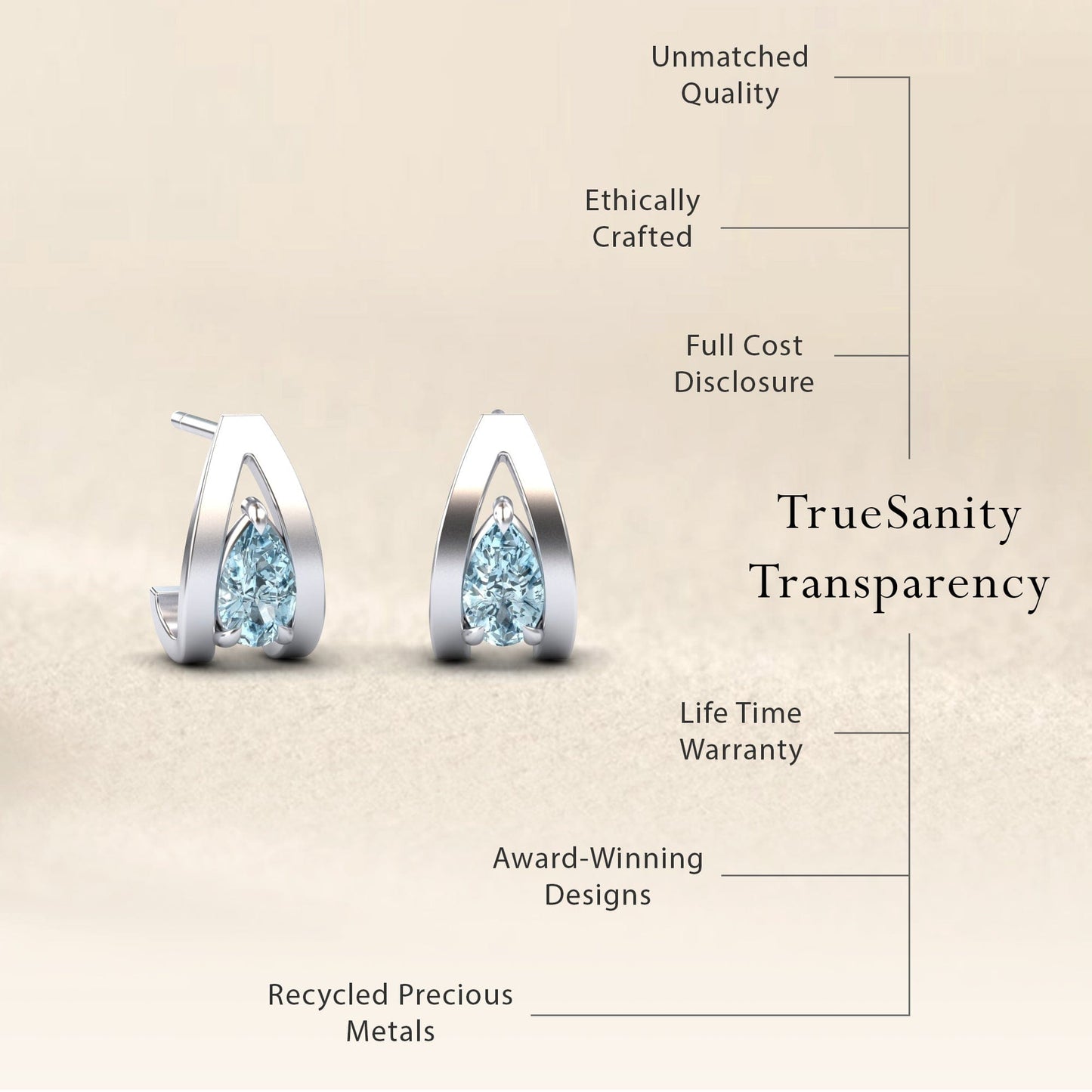Aquamarine Huggie Earrings - Yamini