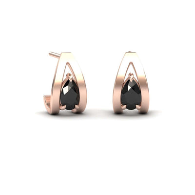 Black Diamond Huggie Earrings