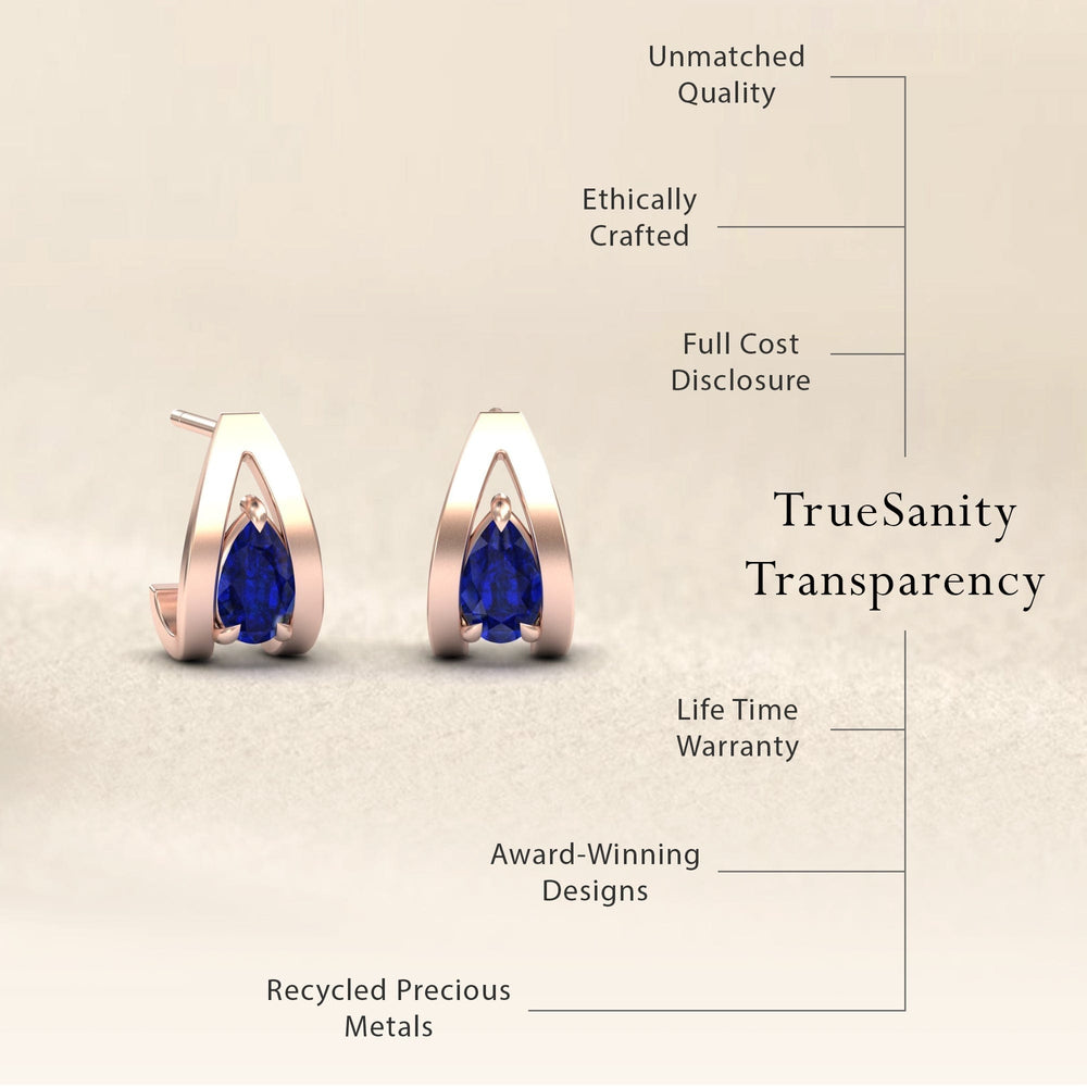 Blue Sapphire Huggie Earrings - Yamini