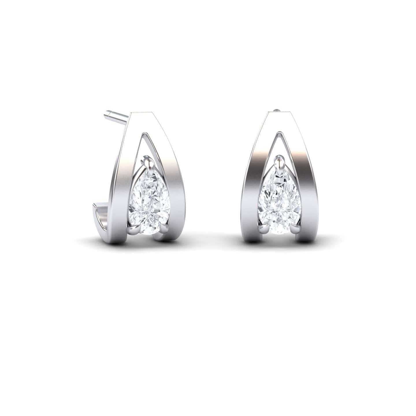 White Diamond Huggie Earrings - Yamini
