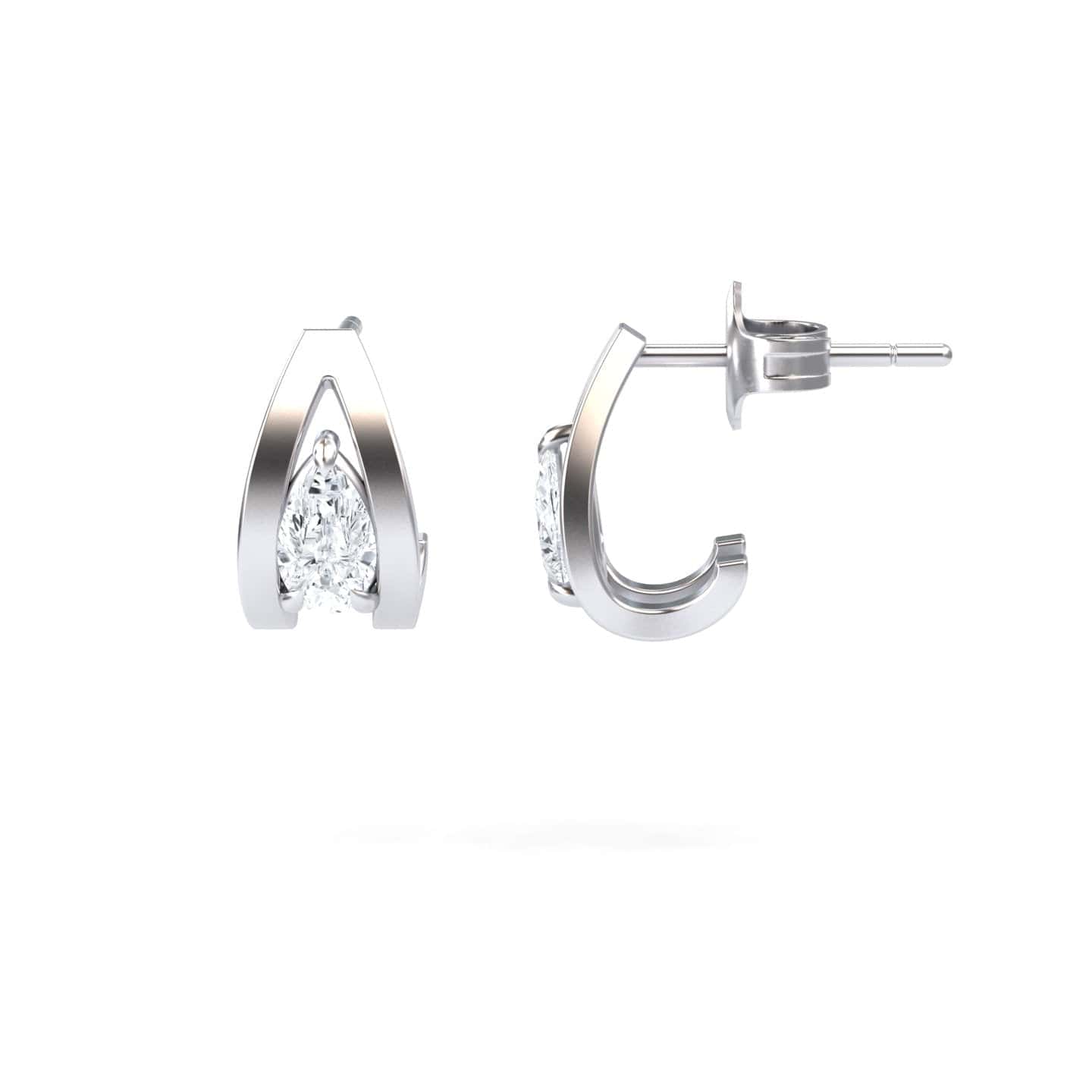 White Diamond Huggie Earrings - Yamini