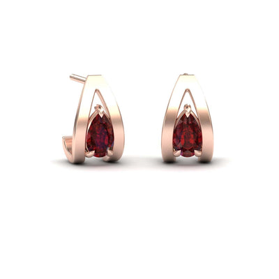 Garnet Huggie Earrings