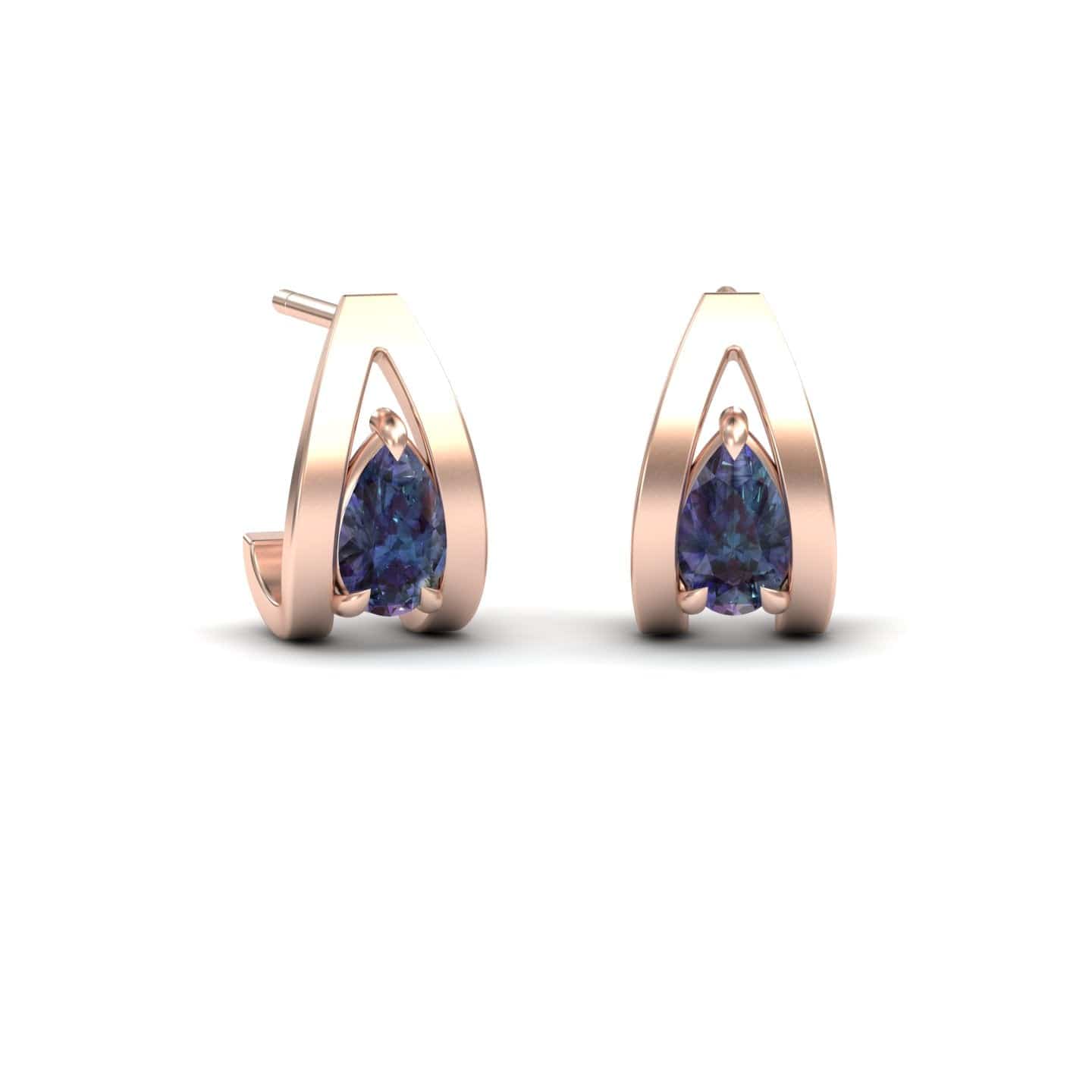 Lab Grown Alexandrite Huggie Earrings - Yamini