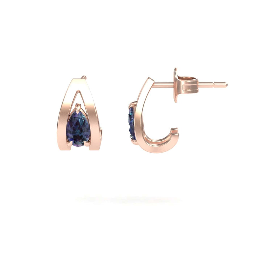 Lab Grown Alexandrite Huggie Earrings - Yamini
