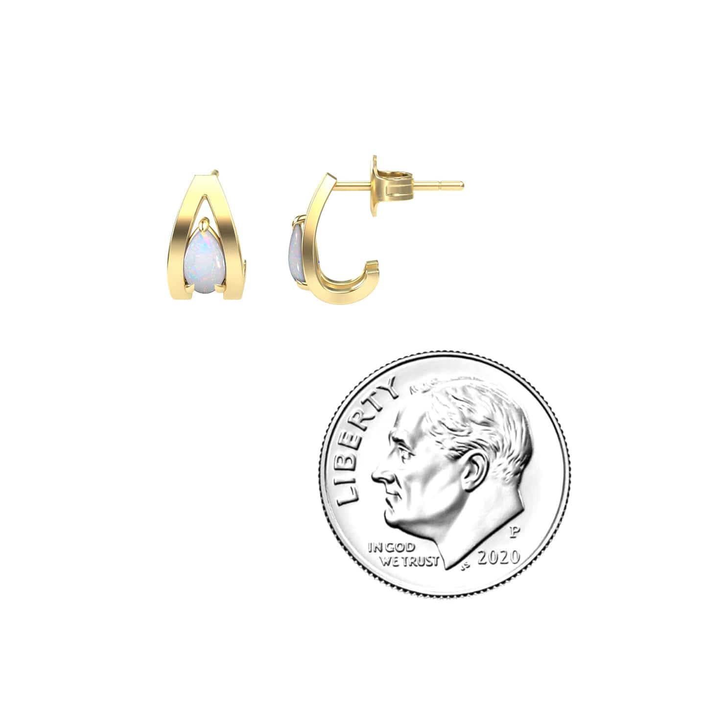 Opal Huggie Earrings - Yamini