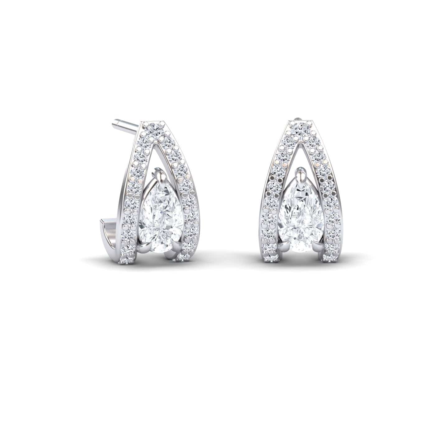 White Diamond Halo Huggie Earrings - Zahra