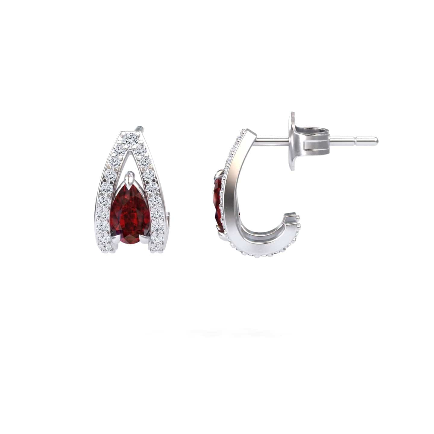 Ruby & Diamond Halo Huggie Earrings - Zahra