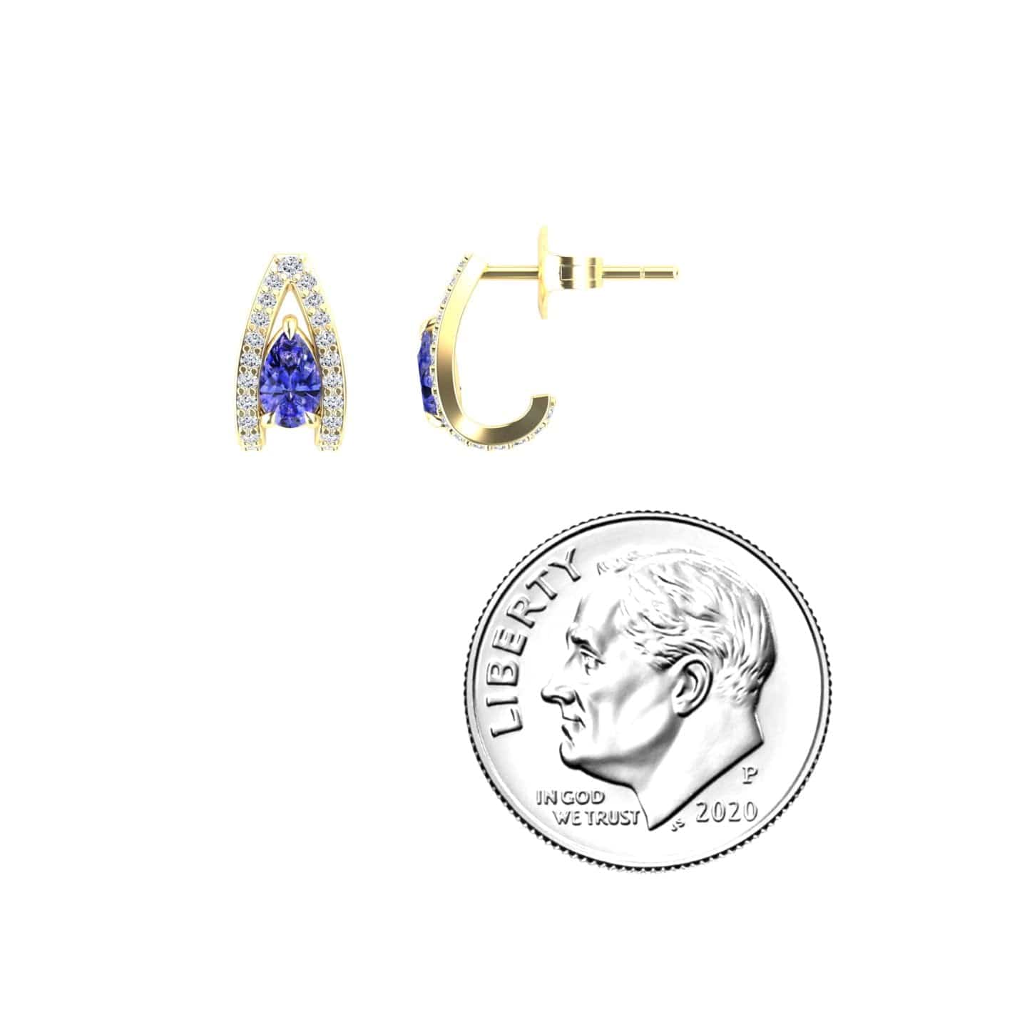 Tanzanite & Diamond Halo Huggie Earrings - Zahra