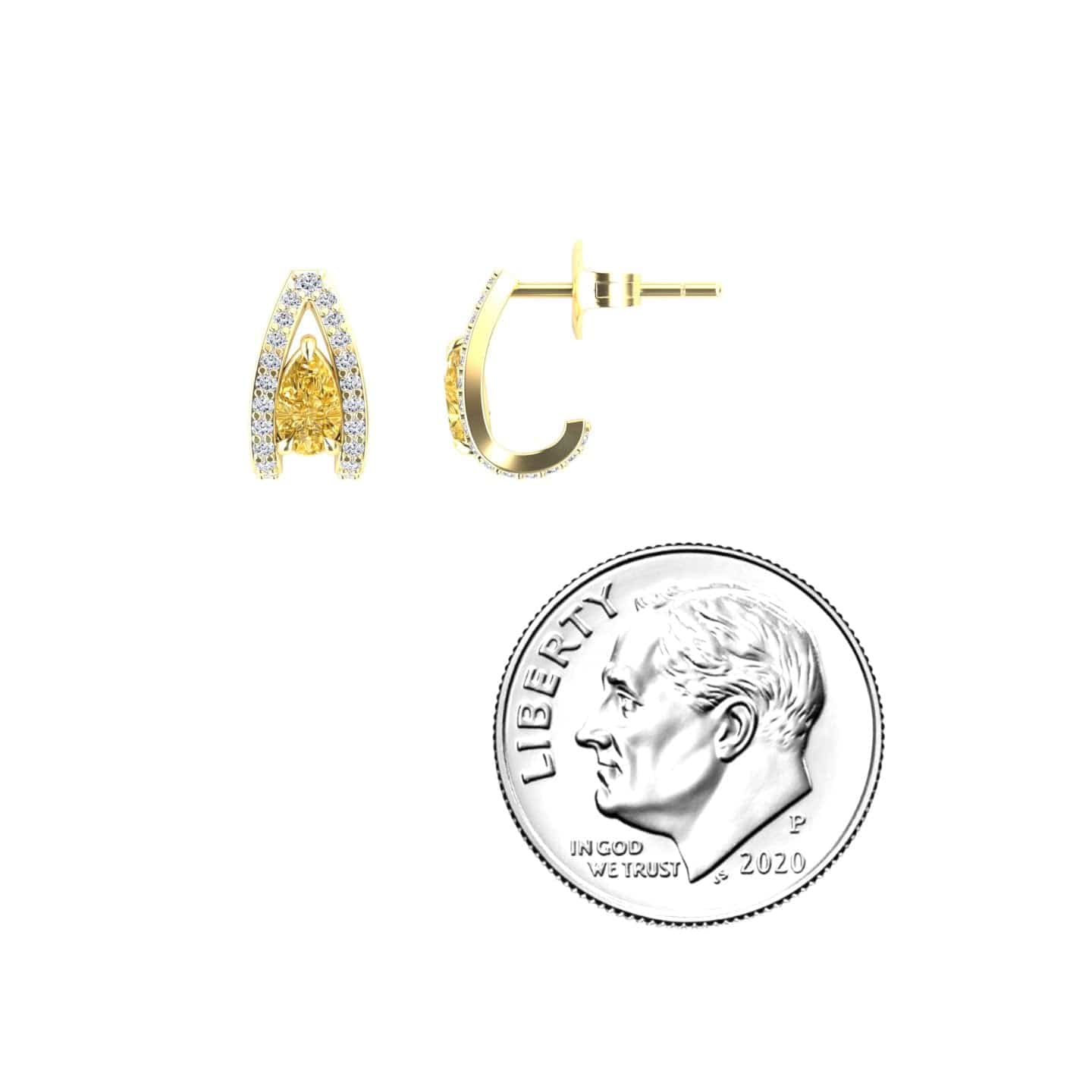 Yellow Sapphire & Diamond Halo Huggie Earrings - Zahra