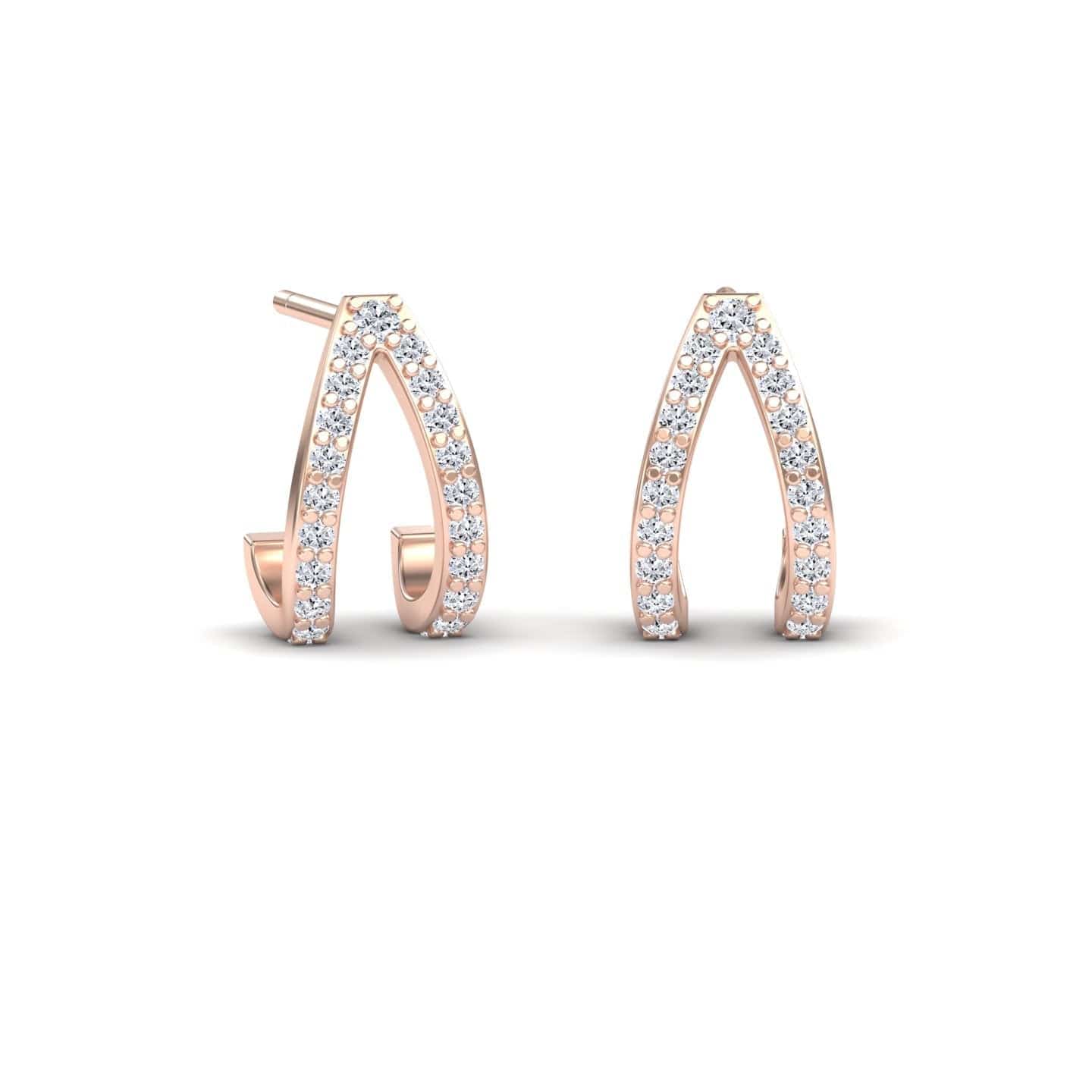White Diamond V-Shaped Hoop Earrings - Anju