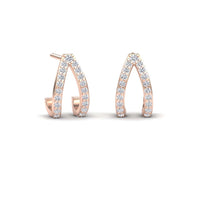 White Diamond V-Shaped Hoop Earrings - Anju