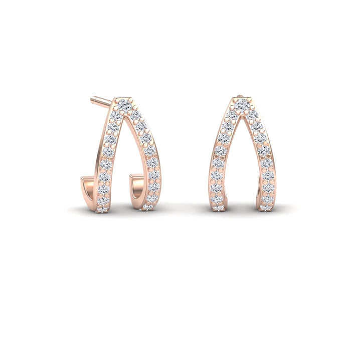 White Diamond V-Shaped Hoop Earrings - Anju