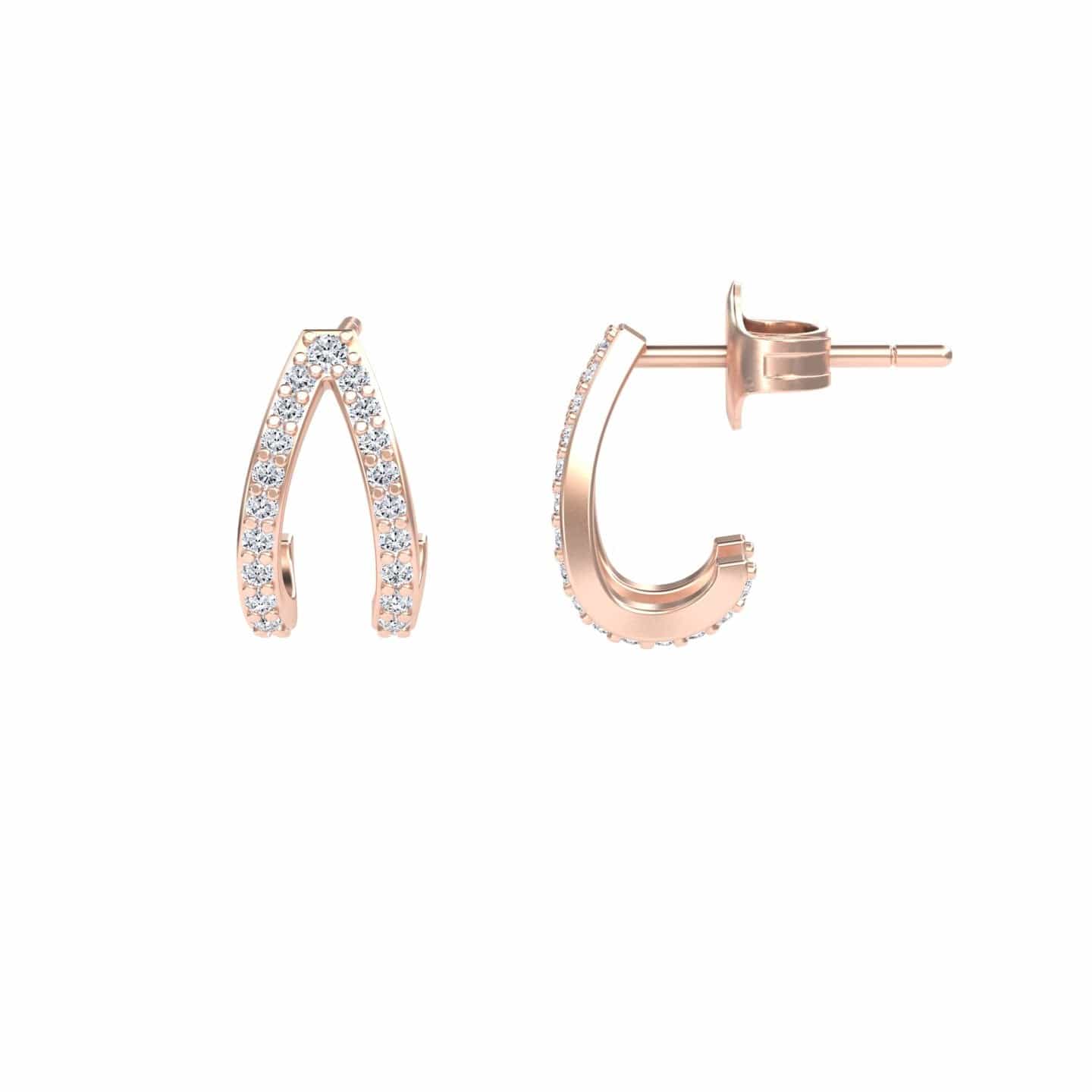 White Diamond V-Shaped Hoop Earrings - Anju