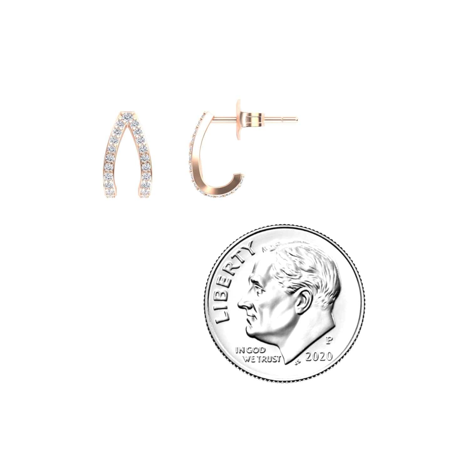 White Diamond V-Shaped Hoop Earrings - Anju
