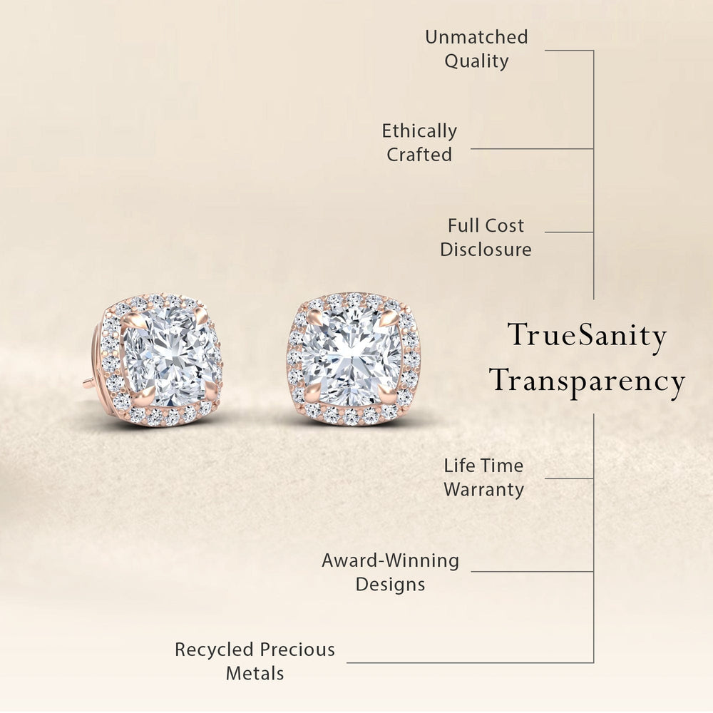 Moissanite & Diamond Halo Earrings - Callie