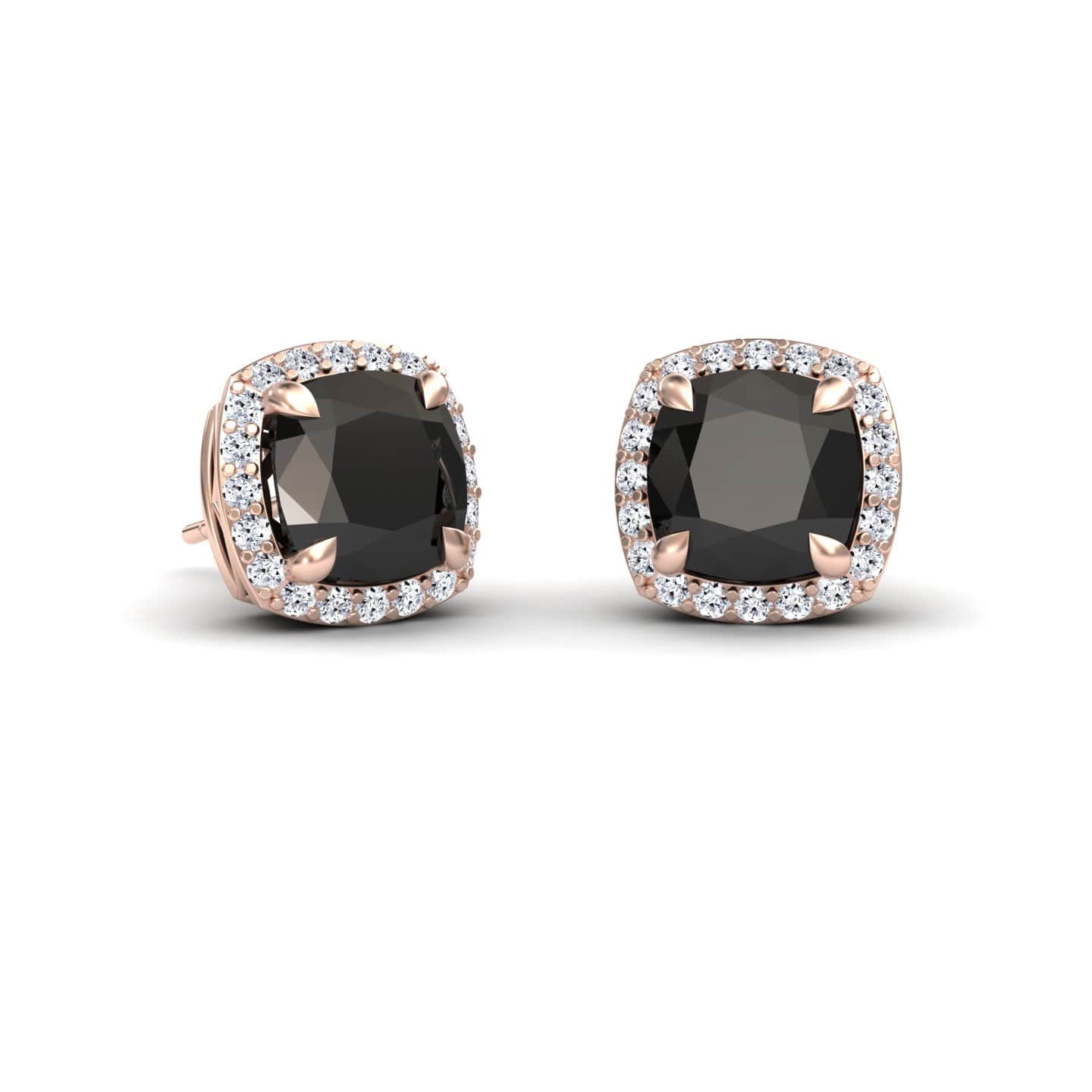Black & White Diamond Halo Earrings - Callie