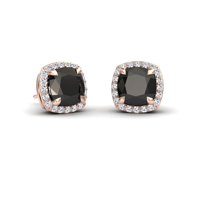 Black & White Diamond Halo Earrings